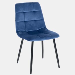 Silla de comedor Antibes tapizada en terciopelo Azul 55X45X84 cm