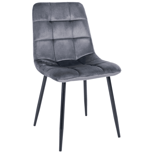 Silla de comedor Antibes tapizada en terciopelo Gris oscuro 55X45X84 cm