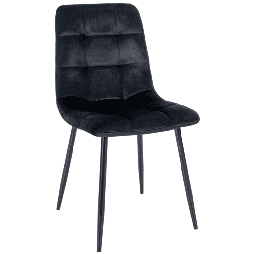 Silla de comedor Antibes tapizada en terciopelo Negro 55X45X84 cm