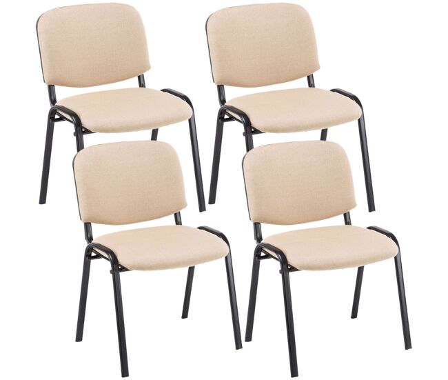 Set de 4 sillas de reuniones ken en tela crema 53x53x83 cm