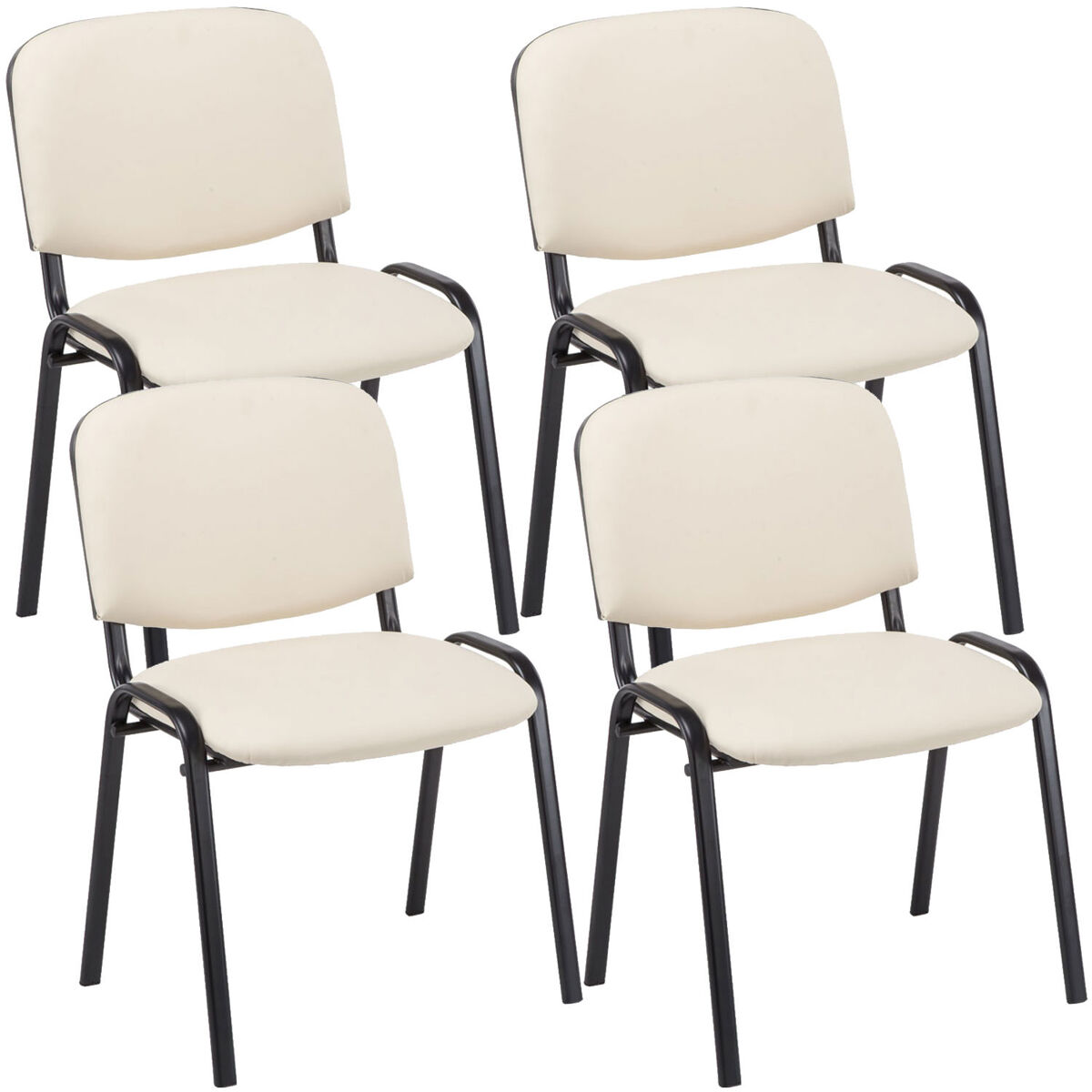 Set de 4 sillas de reuniones ken en cuero pu simil cuero crema 53x53x83 cm