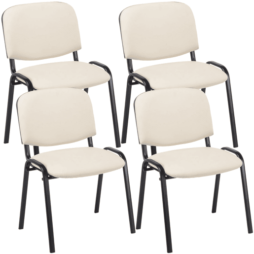 Set De 4 Sillas De Reuniones Ken En Cuero PU Simil cuero Crema 53X53X83 cm