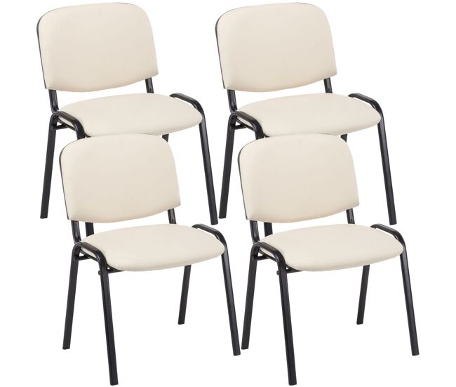 Set de 4 sillas de reuniones ken en cuero pu simil cuero crema 53x53x83 cm