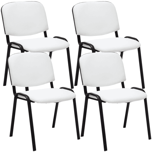 Set De 4 Sillas De Reuniones Ken En Cuero PU Simil cuero Blanco 53X53X83 cm