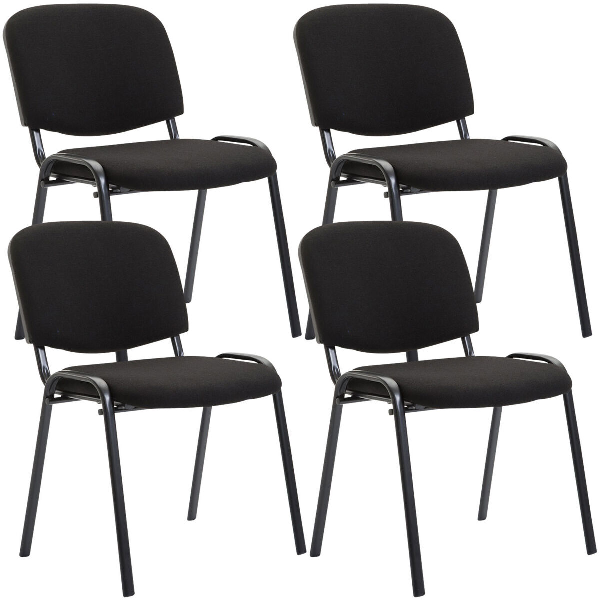 Set de 4 sillas de reuniones ken en tela negro 53x53x83 cm
