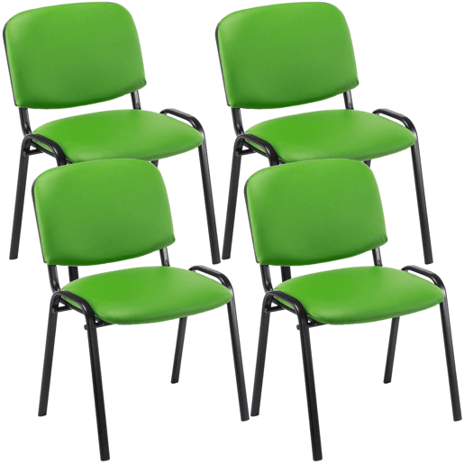 Set De 4 Sillas De Reuniones Ken En Cuero PU Simil cuero Verde 53X53X83 cm
