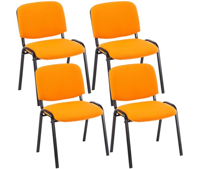 Set de 4 sillas de reuniones ken en tela naranja 53x53x83 cm