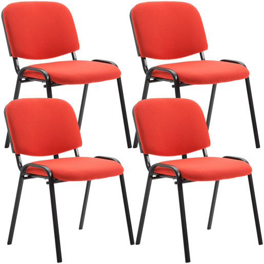 Set De 4 Sillas De Reuniones Ken En Tela Rojo 53X53X83 cm