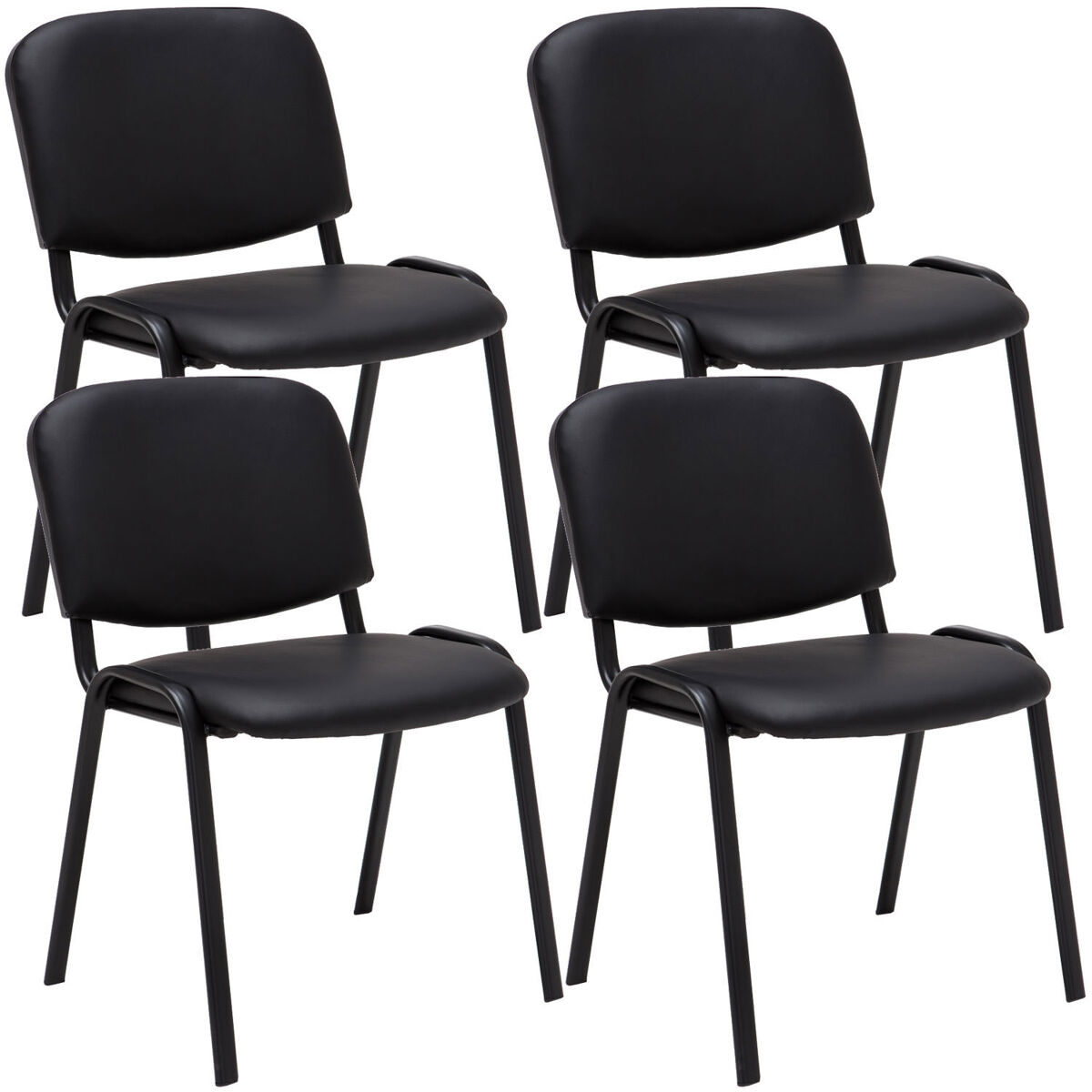 Set de 4 sillas de reuniones ken en cuero pu simil cuero negro 53x53x83 cm