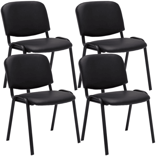 Set De 4 Sillas De Reuniones Ken En Cuero PU Simil cuero Negro 53X53X83 cm