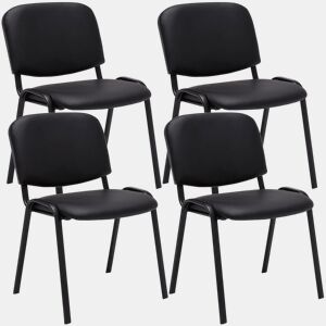 Set De 4 Sillas De Reuniones Ken En Cuero PU Simil cuero Negro 53X53X83 cm