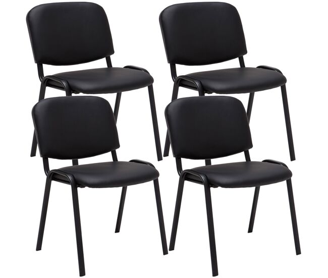 Set de 4 sillas de reuniones ken en cuero pu simil cuero negro 53x53x83 cm