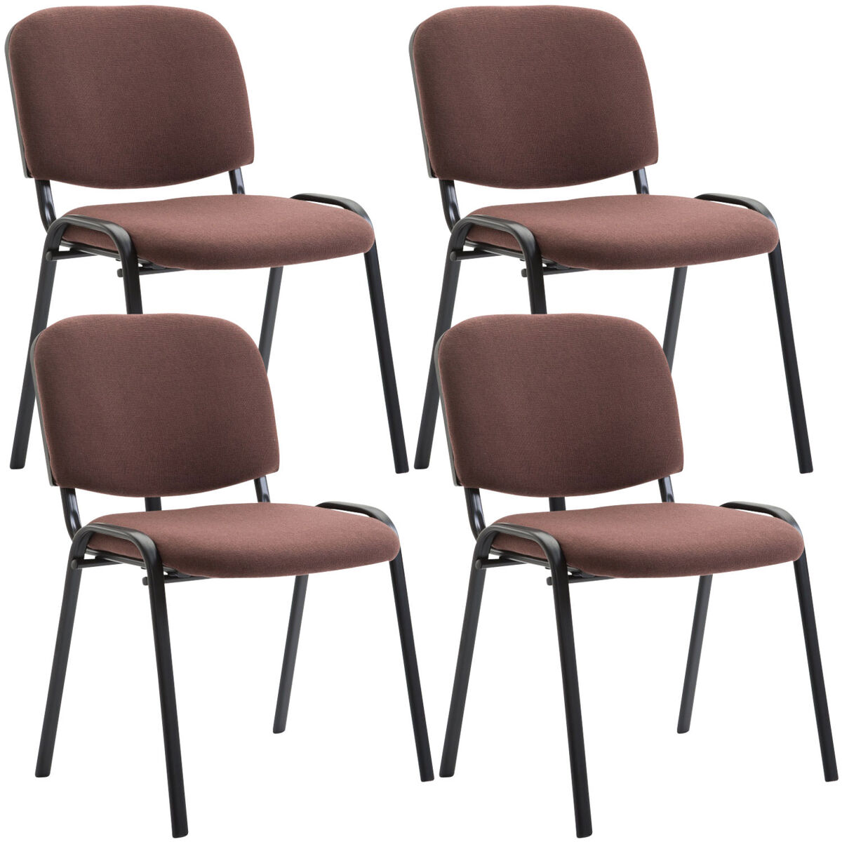 Set de 4 sillas de reuniones ken en tela marrón 53x53x83 cm