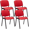 Set De 4 Sillas De Reuniones Ken En Cuero PU Simil cuero Rojo 53X53X83 cm