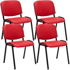 Set De 4 Sillas De Reuniones Ken En Cuero PU Simil cuero Rojo 53X53X83 cm