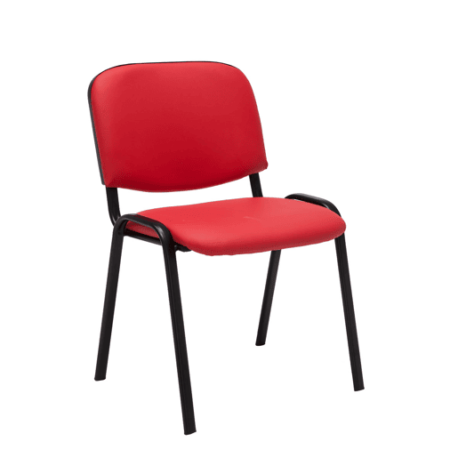 Set De 4 Sillas De Reuniones Ken En Cuero PU Simil cuero Rojo 53X53X83 cm