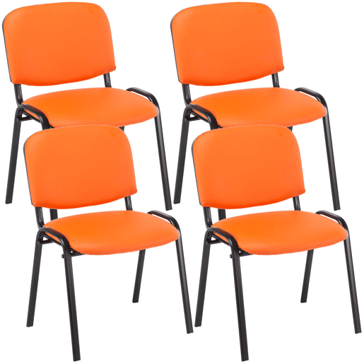 Set De 4 Sillas De Reuniones Ken En Cuero PU Simil cuero Naranja 53X53X83 cm