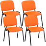 Set De 4 Sillas De Reuniones Ken En Cuero PU Simil cuero Naranja 53X53X83 cm