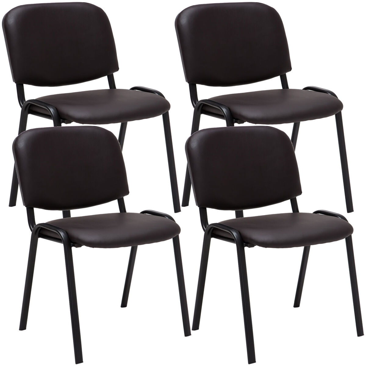 Set de 4 sillas de reuniones ken en cuero pu simil cuero marrón 53x53x83 cm