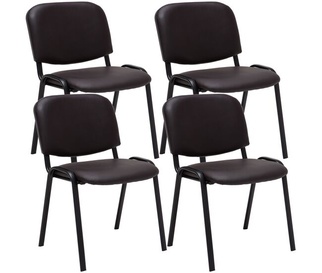 Set de 4 sillas de reuniones ken en cuero pu simil cuero marrón 53x53x83 cm