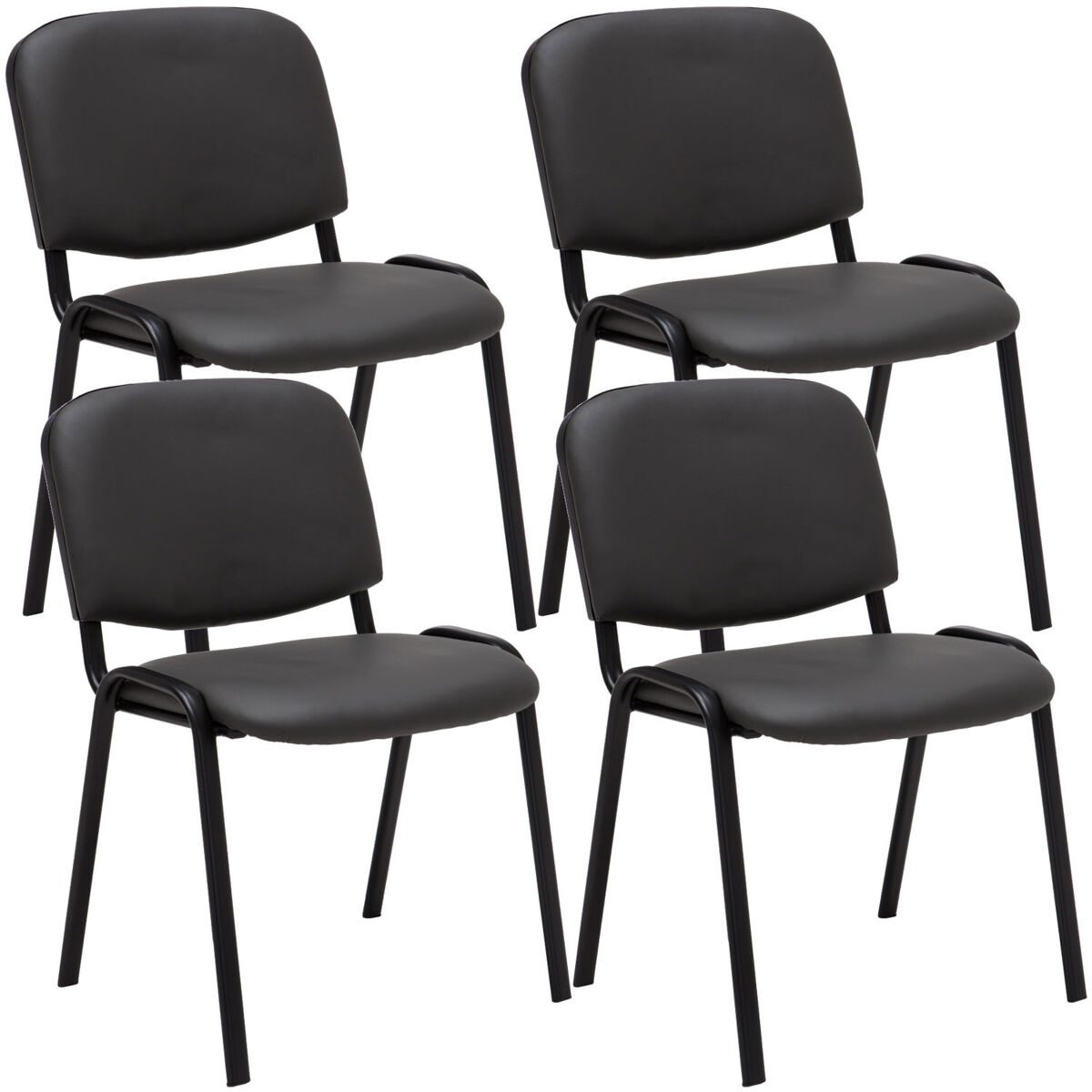 Set de 4 sillas de reuniones ken en cuero pu simil cuero gris 53x53x83 cm
