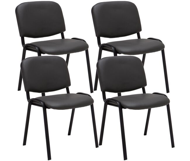 Set de 4 sillas de reuniones ken en cuero pu simil cuero gris 53x53x83 cm