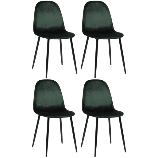 Conjunto de 4 sillas de comedor Napier Terciopelo Verde 51X44X88 cm
