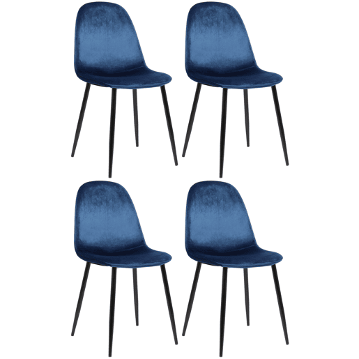 Conjunto de 4 sillas de comedor Napier Terciopelo Azul 51X44X88 cm