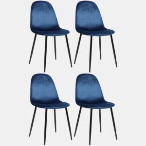 Conjunto de 4 sillas de comedor Napier Terciopelo Azul 51X44X88 cm