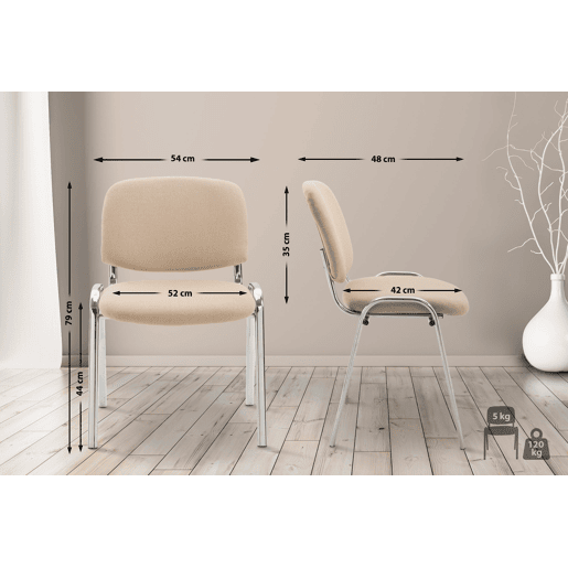 Silla De Conferencia Ken Chrom En Tela Crema 48X54X79 cm