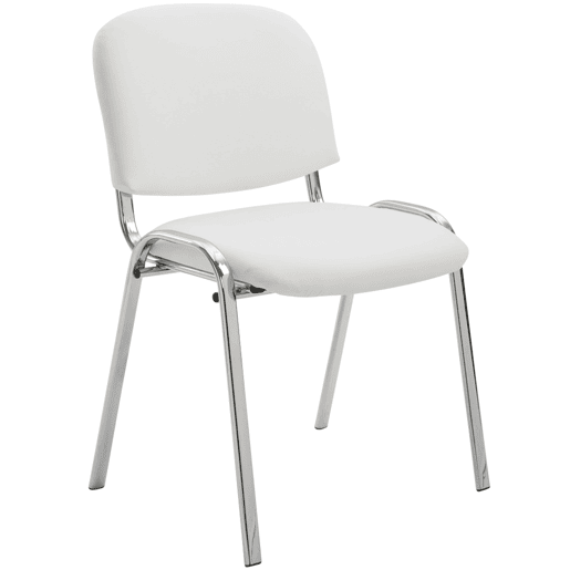 Silla De Conferencia Ken Chrom Simil cuero Blanco 48X54X79 cm