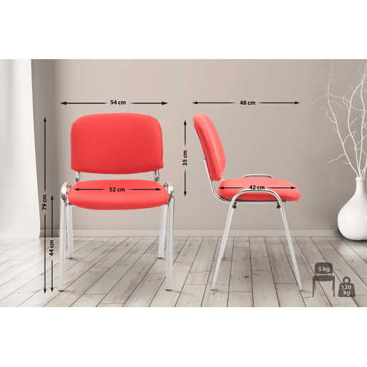 Silla De Conferencia Ken Chrom Simil cuero Rojo 48X54X79 cm