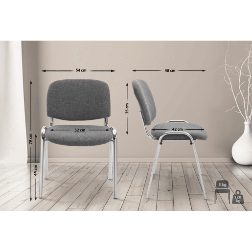Silla De Conferencia Ken Chrom En Tela Gris 48X54X79 cm
