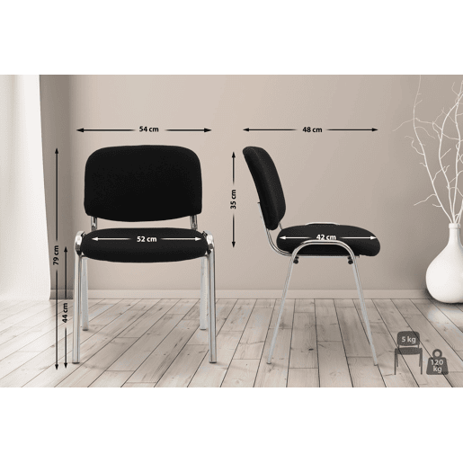 Silla De Conferencia Ken Chrom En Tela Negro 48X54X79 cm