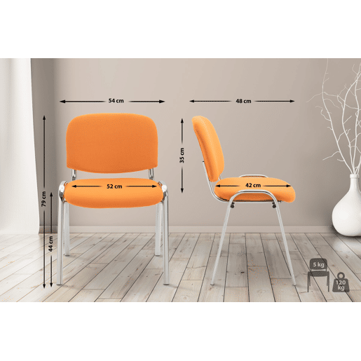 Silla De Conferencia Ken Chrom En Tela Naranja 48X54X79 cm
