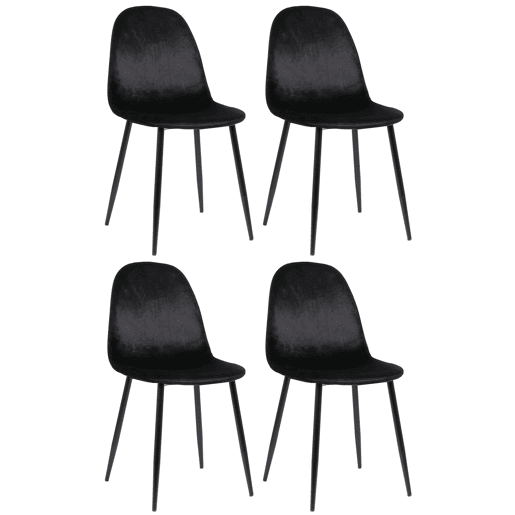 Conjunto de 4 sillas de comedor Napier Terciopelo Negro 51X44X88 cm