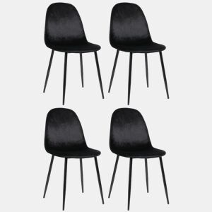 Conjunto de 4 sillas de comedor Napier Terciopelo Negro 51X44X88 cm