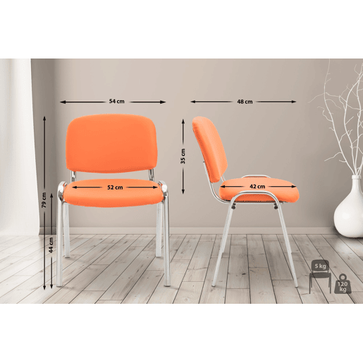 Silla De Conferencia Ken Chrom Simil cuero Naranja 48X54X79 cm