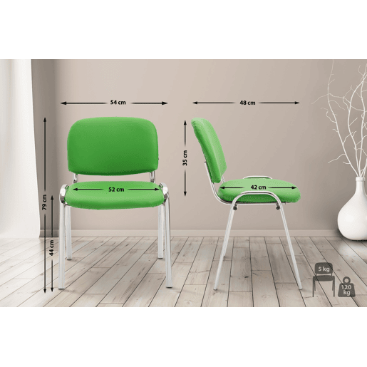Silla De Conferencia Ken Chrom Simil cuero Verde 48X54X79 cm