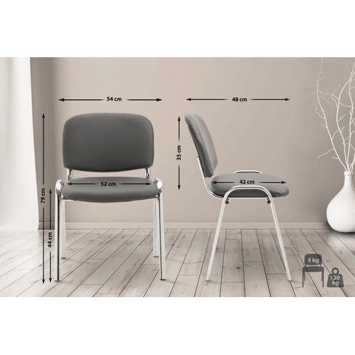 Silla De Conferencia Ken Chrom Simil cuero Gris 48X54X79 cm