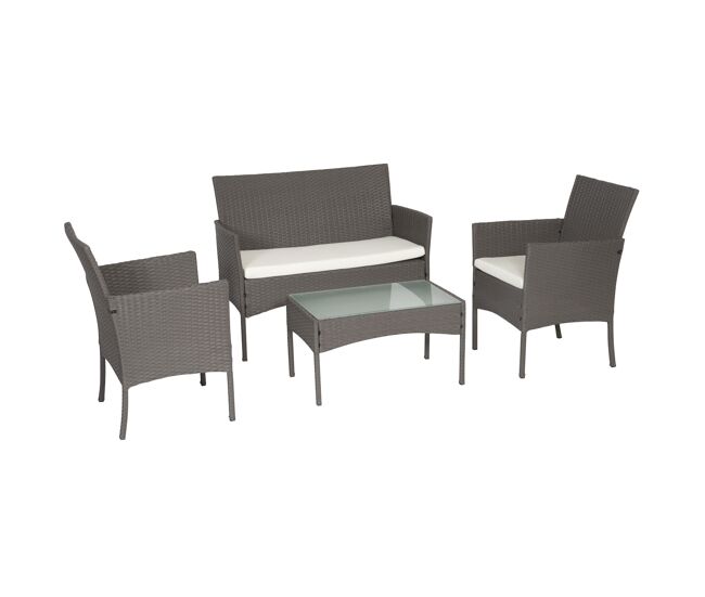 Conjunto de muebles de jardín córdoba 4 pl. resina trenzada, cojines