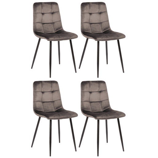 Lote de 4 sillas de comedor Tilde Terciopelo Gris 55X45X84 cm