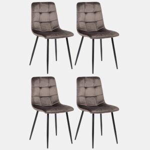 Lote de 4 sillas de comedor Tilde Terciopelo Gris 55X45X84 cm
