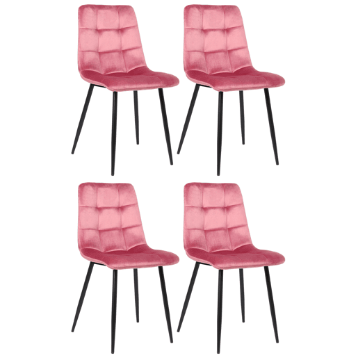 Lote de 4 sillas de comedor Tilde Terciopelo Rosado 55X45X84 cm
