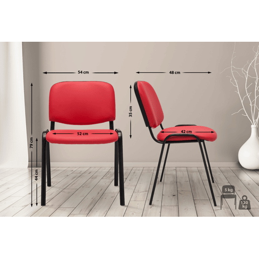 Silla de Conferencia KEN Simil cuero Rojo 53X53X83 cm