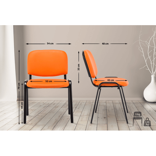 Silla de Conferencia KEN Simil cuero Naranja 53X53X83 cm