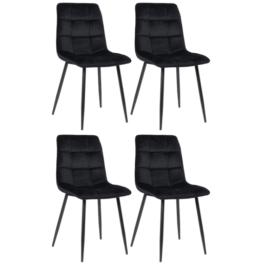 Lote de 4 sillas de comedor Tilde Terciopelo Negro 55X45X84 cm