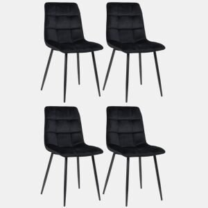 Lote de 4 sillas de comedor Tilde Terciopelo Negro 55X45X84 cm