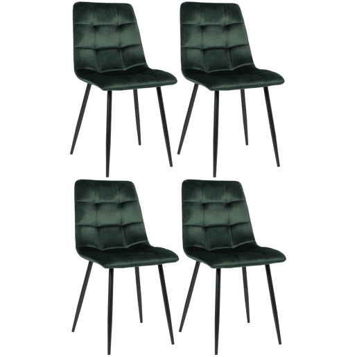 Lote de 4 sillas de comedor Tilde Terciopelo Verde 55X45X84 cm