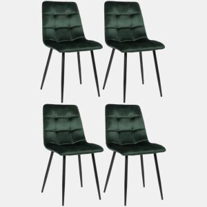 Set de 4 Sillas de Comedor Tilde Terciopelo Verde 55X45X84 cm
